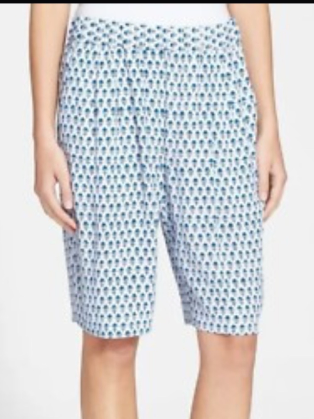 Rebecca Taylor Women's Light Blue Printed Bermuda Shorts Large